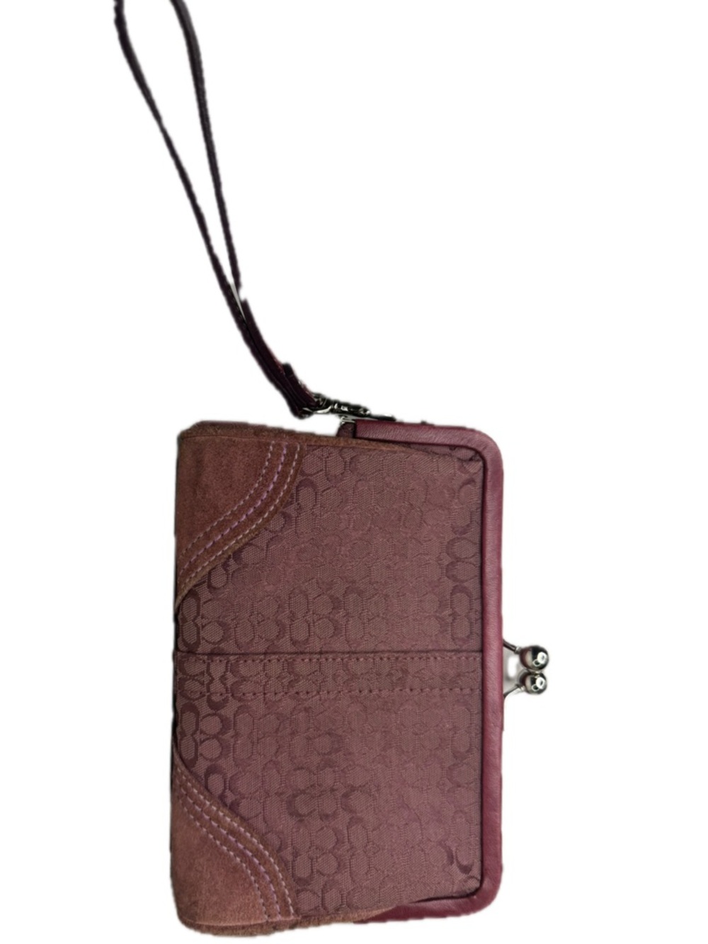 Coach Purple Signature Kisslock Wristlet Pouch Y2K Coin Purse  Bag - Picture 2 of 16